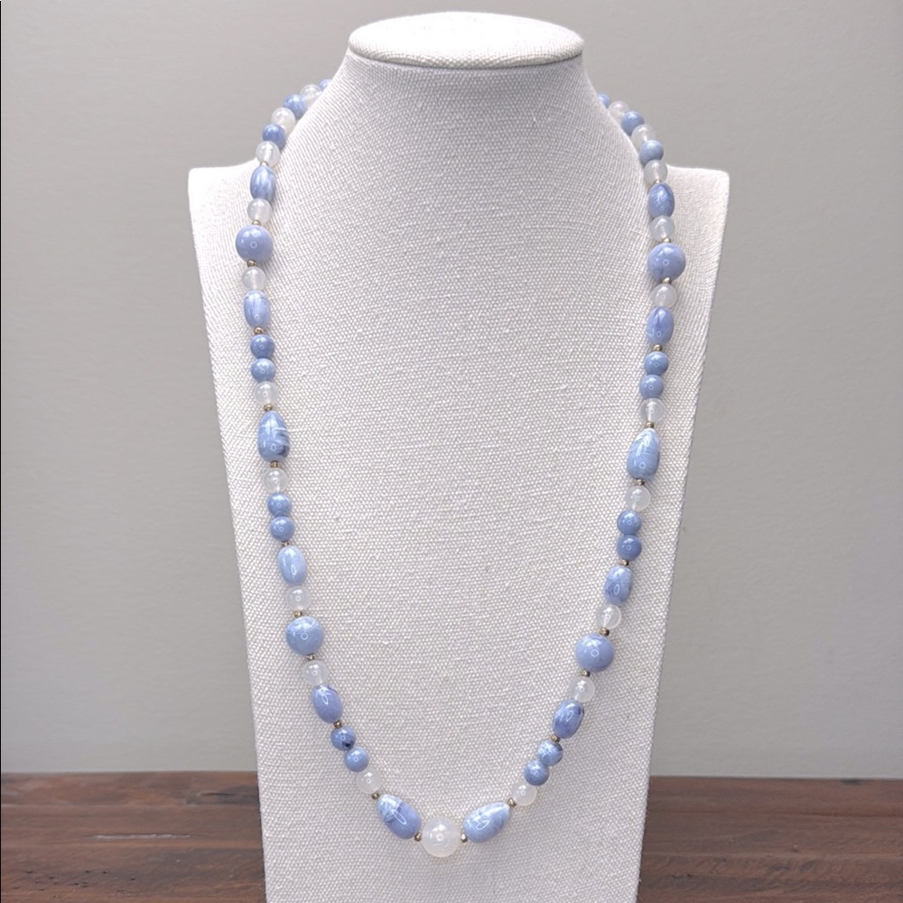 Blue Long Beaded Necklace